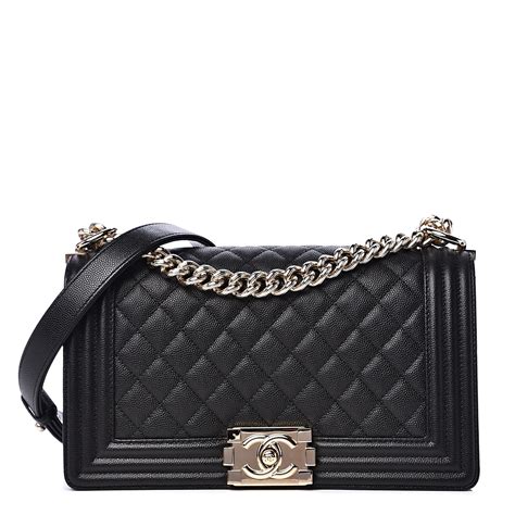 Chanel Boy Flap Quilted Caviar Leather Gold